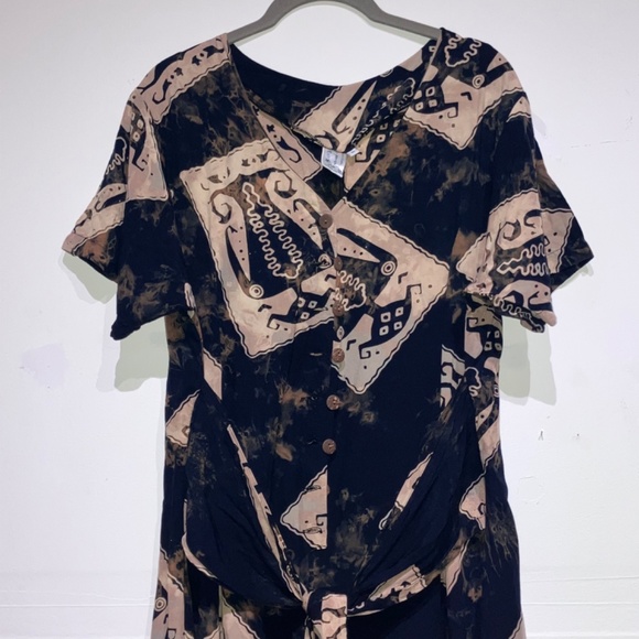 Vintage Black and cream super wide leg jumpsuit - Picture 10 of 13